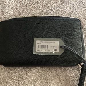 All saints wallet clutch wristlet black leather new with tags